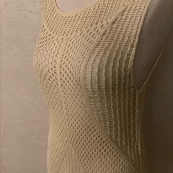 Cream Sleeveless Crochet Knit Dress/ Coverup One Size - Picture 3 of 8